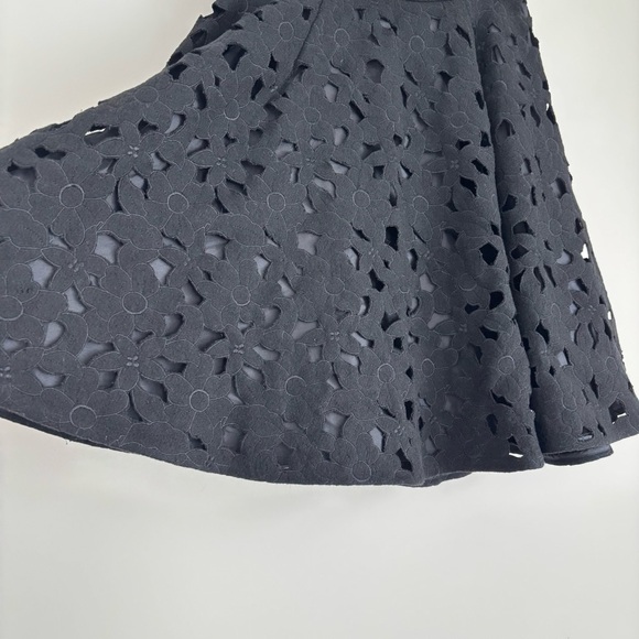 Jill Stuart Black Wool Floral Cut Out A-Line Skirt 0 - Picture 3 of 8